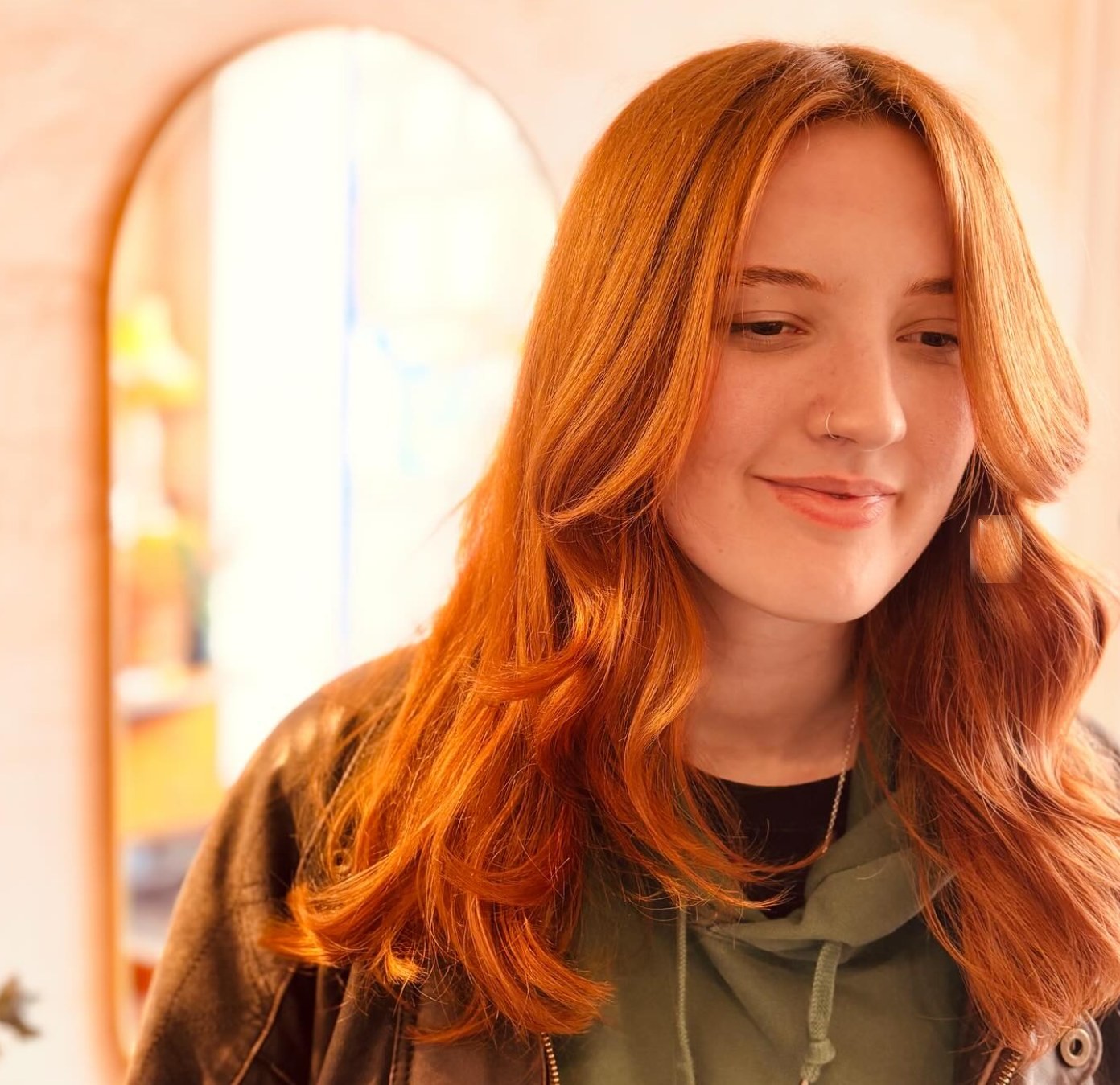 Client with rich copper red hair colour
